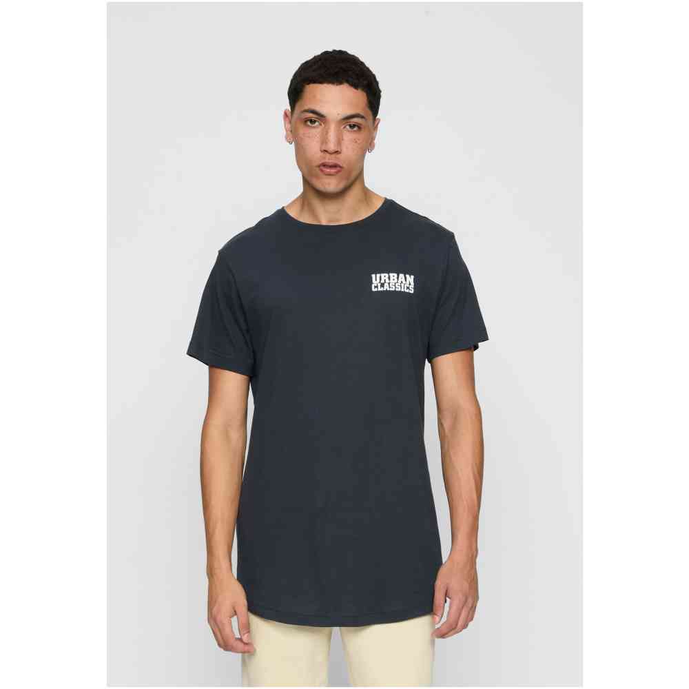 Urban Classics - Shaped Long with Urban Classic Print Heren Tshirt - Donkerblauw